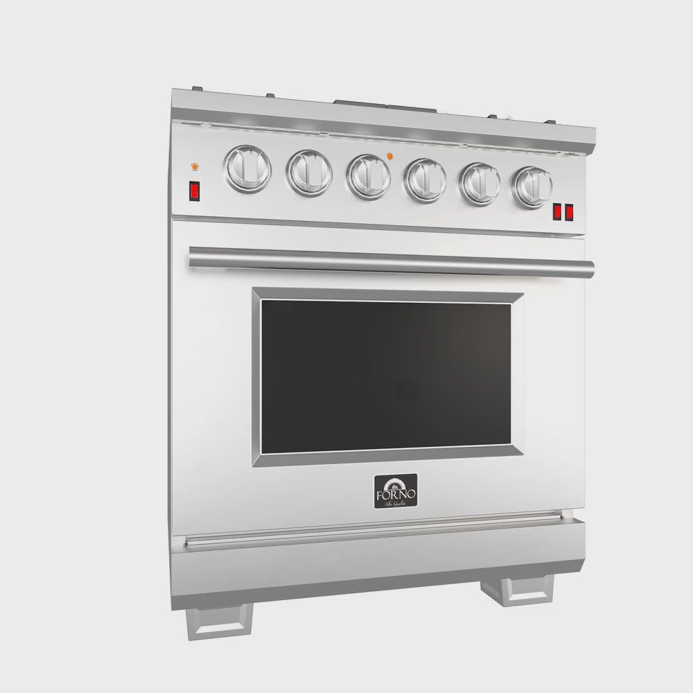 Forno Appliance Package - 30" Gas Range and 30" Refrigerator with Ice Maker, FBDL-019-01CAUS