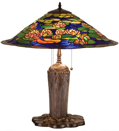 Meyda 25"H Tiffany Pond Lily Table Lamp - 32300