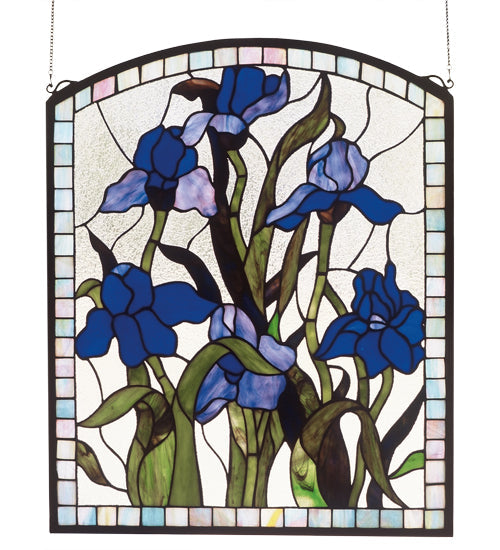 Meyda 20"W X 24"H Iris Stained Glass Window 36074