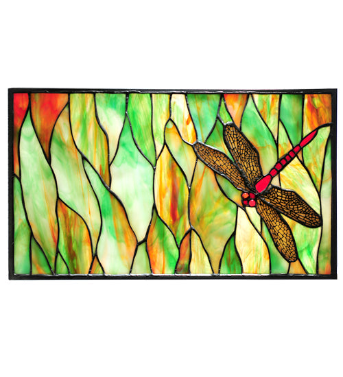 Meyda 8"W X 14"H Tiffany Dragonfly Stained Glass Window 37511