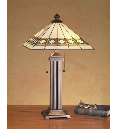 Meyda 24"H Diamond Band Mission Table Lamp 38689