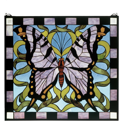 Meyda 25"W X 23"H Butterfly Stained Glass Window 46464