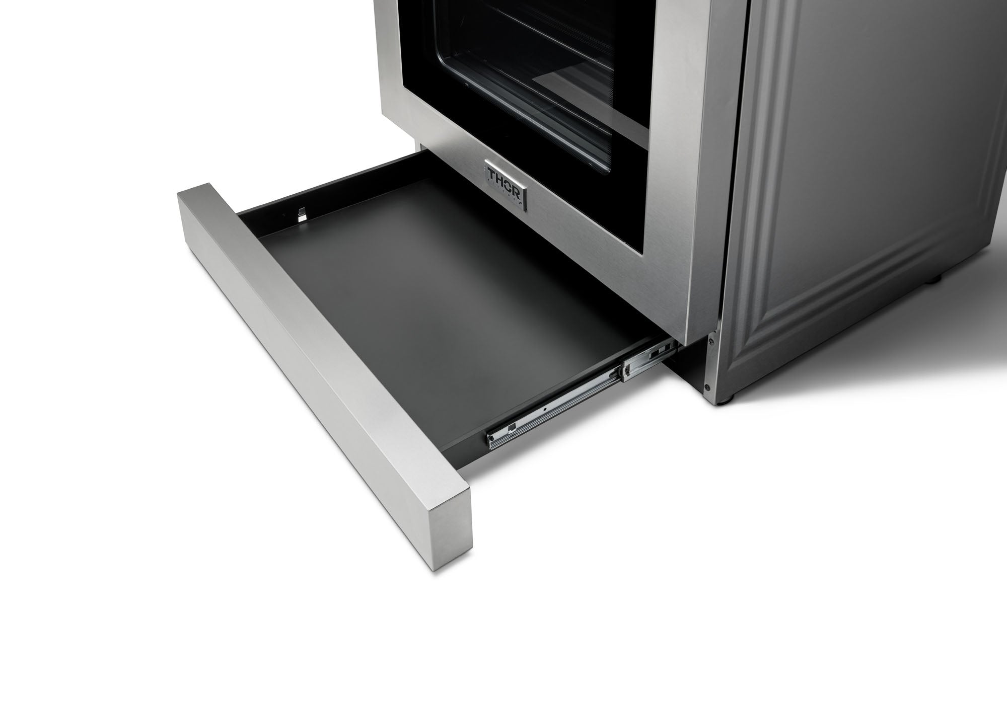 Thor Kitchen 5-Piece Appliance Package - 36-Inch Electric Range with Tilt Panel, Refrigerator with Water Dispenser, Wall Mount Hood, Dishwasher, & Wine Cooler in Stainless Steel