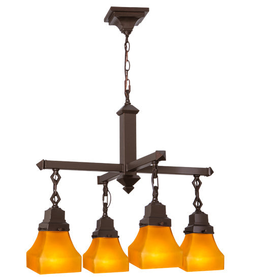 Meyda 26"W Bungalow Frosted Amber 4 LT Chandelier 50363