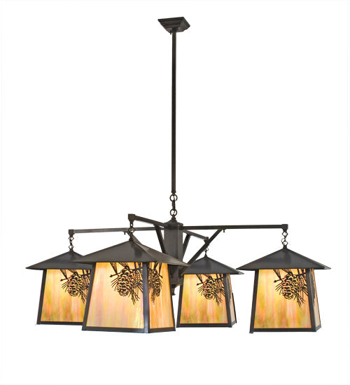 Meyda 60" Wide Stillwater Winter Pine 4 Light Chandelier '51132