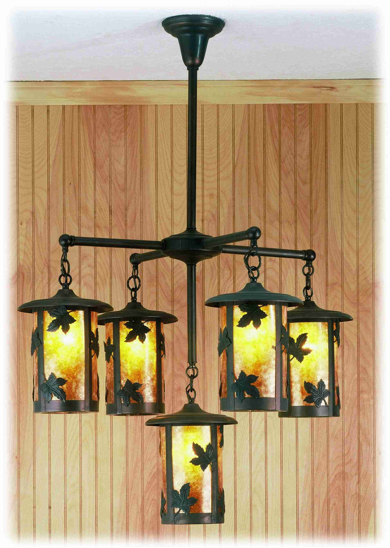 Meyda 30"W Fulton Maple Leaf 5 LT Hanging Lantern Chandelier '51995