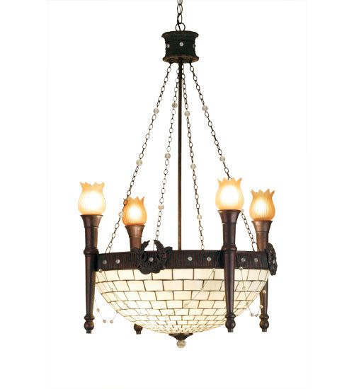 Meyda 30" Wide Torch & Wreath 4 Light Chandelier '52060