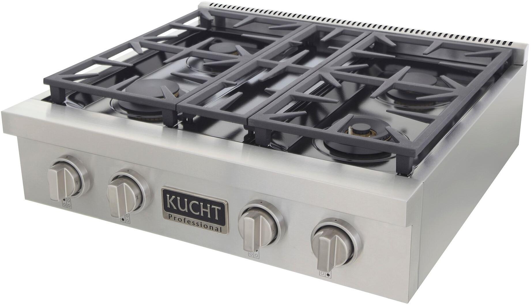 Kucht 30-Inch 4 Burner Gas Rangetop in Stainless Steel with Silver Accents KFX309T-S