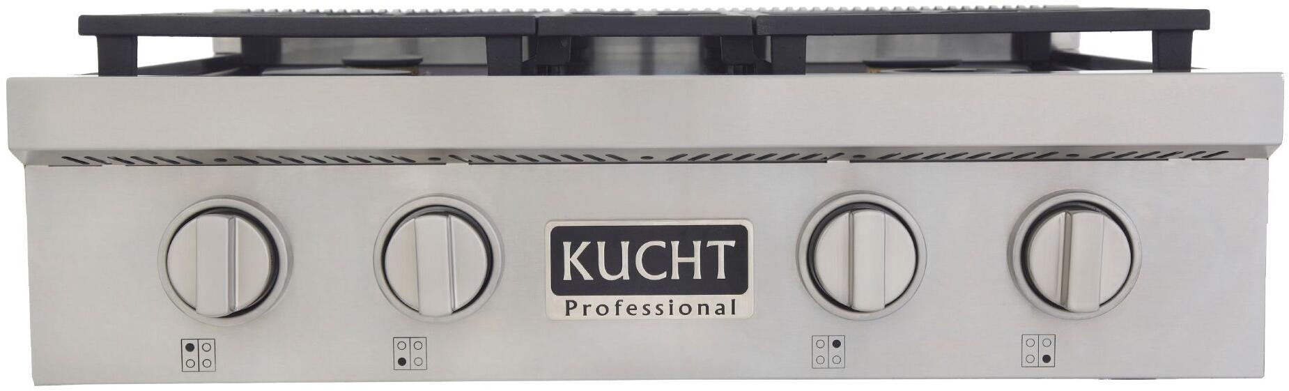 Kucht 30-Inch 4 Burner Gas Rangetop in Stainless Steel with Silver Accents KFX309T-S