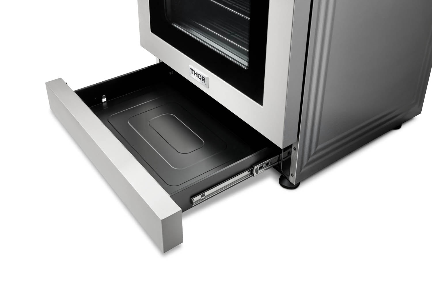 Thor Kitchen 4-Piece Appliance Package - 30-Inch Gas Range with Tilt Panel, Refrigerator with Water Dispenser, Wall Mount Hood, & Dishwasher in Stainless Steel