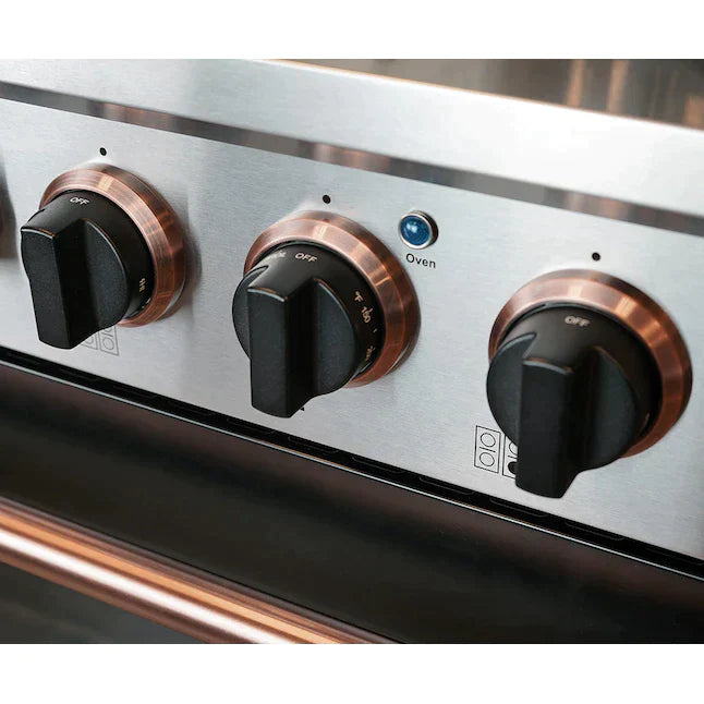 Kucht Signature 36-Inch Gas Range in Black with Black Knobs & Rose Gold Handle KNG361-K-ROSE