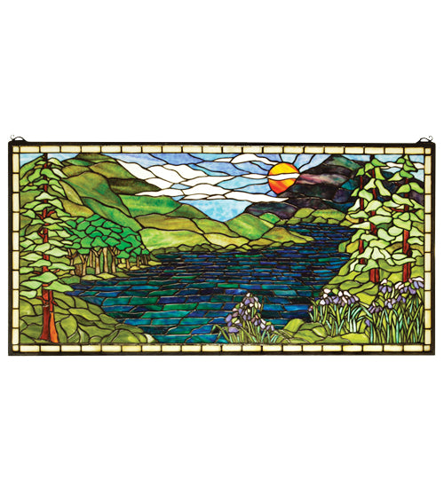 Meyda 40"W X 20"H Sunset Meadow Stained Glass Window '65497