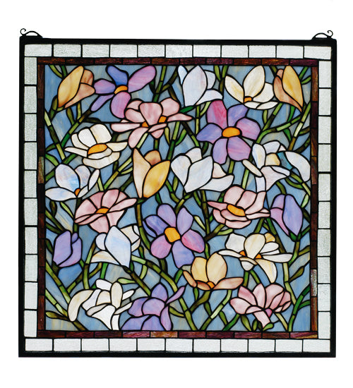 Meyda 22"W X 22"H Sugar Magnolia Stained Glass Window '66278