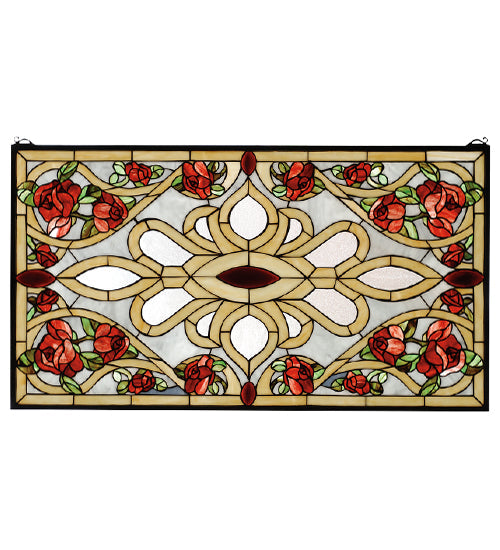 Meyda 36"W X 20"H Bed of Roses Stained Glass Window '67139