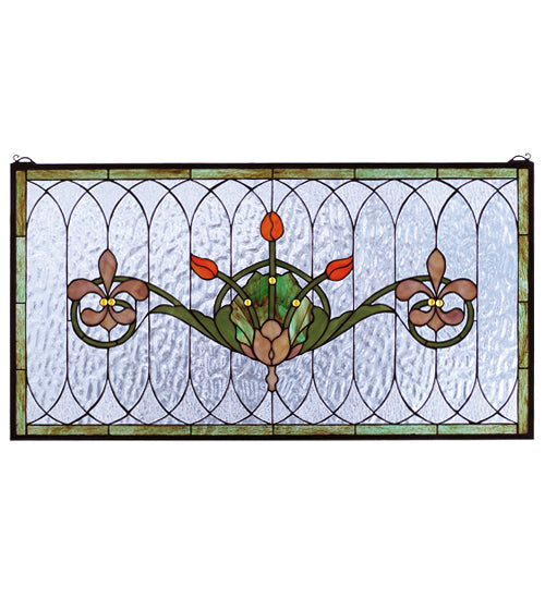 Meyda 36"W X 19"H Tulip & Fleurs Stained Glass Window '68018