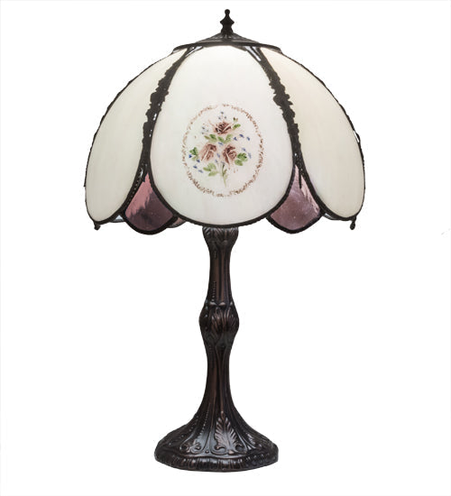 Meyda 22"H Roses Hand Painted Table Lamp '68597