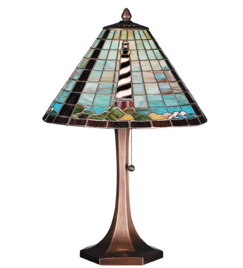 Meyda 21"H The Lighthouse on Cape Hatteras Table Lamp - 69409