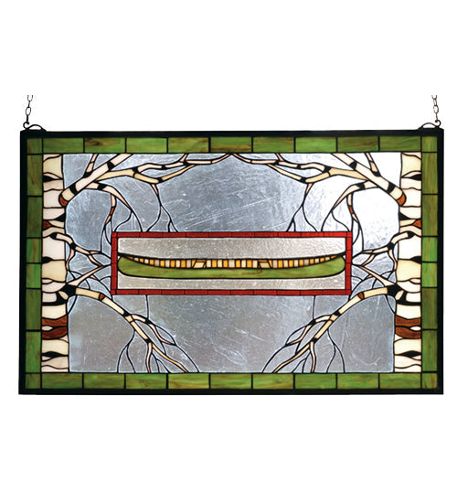 Meyda 28"W X 18"H North Country Canoe Stained Glass Window 70490