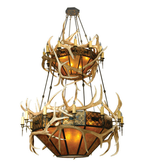 Meyda 66" Wide Antlers Elk 2 Tier Chandelier 71372