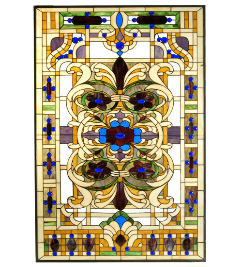 Meyda 32"W X 48"H Estate Floral Stained Glass Window 71888