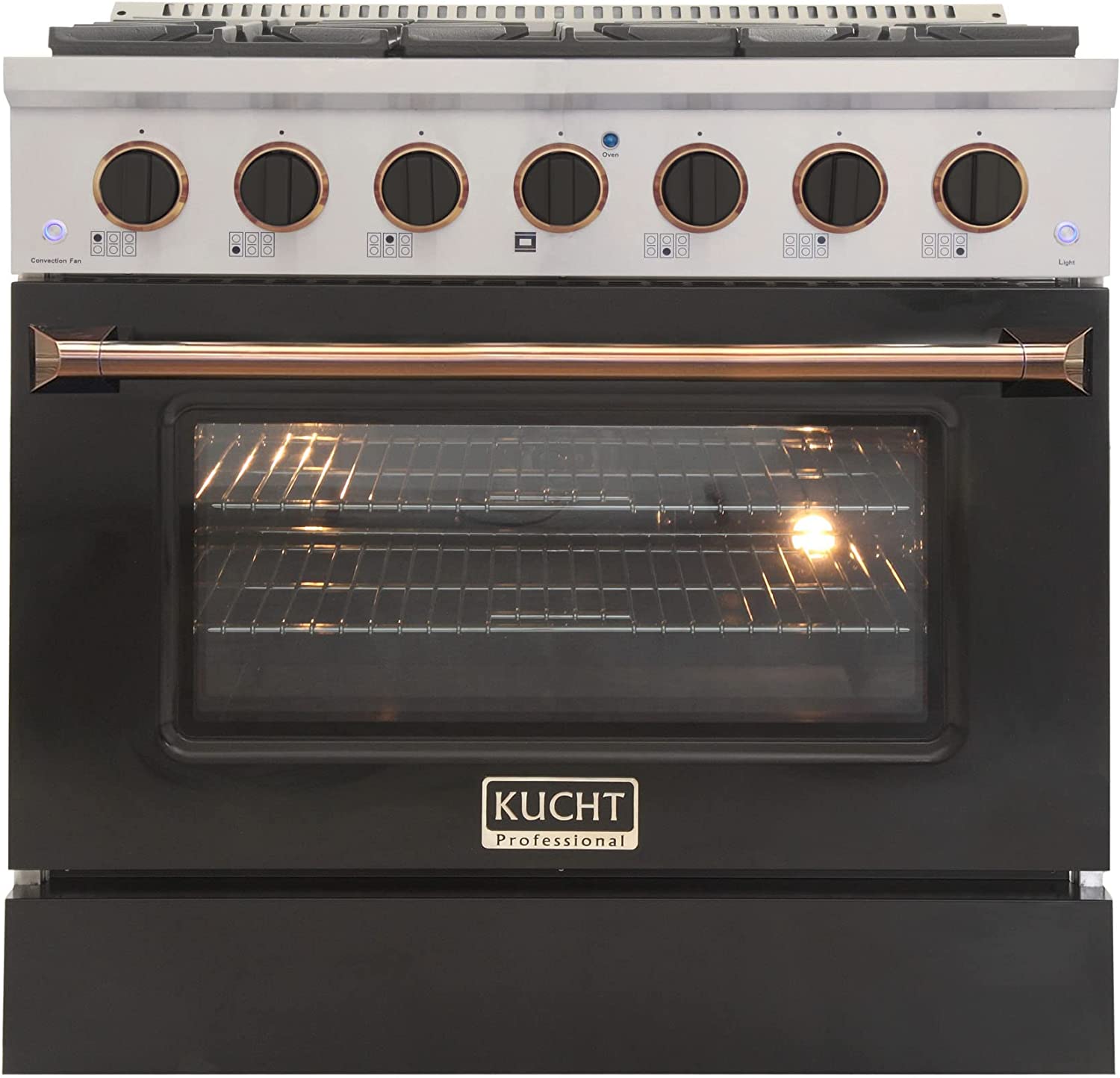 Kucht Signature 36" Gas Range in Stainless Steel with Black, Gold & Silver KNG361-K-GOLD