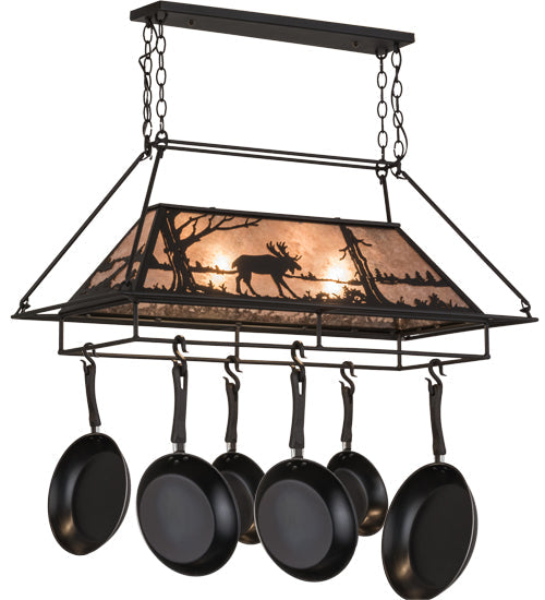 Meyda 40" Long Moose at Lake Pot Rack 73371