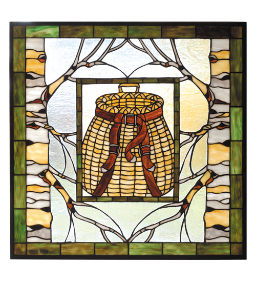 Meyda 25"W X 25"H Pack Basket Stained Glass Window 73909