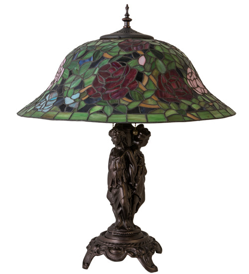 Meyda 24" High Tiffany Rosebush Table Lamp - 78364