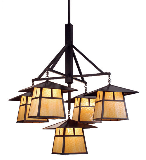 Meyda 61"W Stillwater T Mission 5 LT Hanging Lantern Chandelier 79730