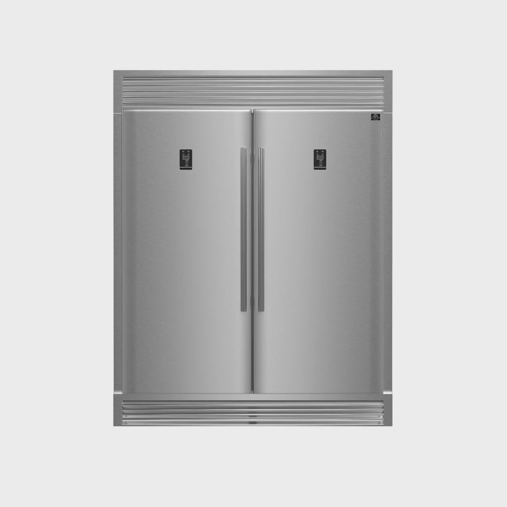 Forno Appliance Package - 48 Inch Dual Fuel Range, Wall Mount Range Hood, 60 Inch Refrigerator, FBDL-017-02US