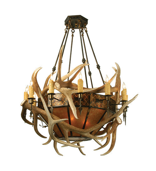 Meyda 56"W Antlers Elk Chandelier- 81310