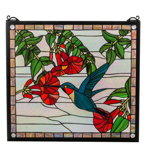 Meyda 21"W X 19"H Hummingbird Stained Glass Window '81540