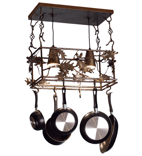 Meyda 24" Long Oak Leaf & Acorn 2 Light Pot Rack 82160