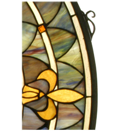 Meyda 30"W X 30"H Fleur-de-lis Stained Glass Window '82455