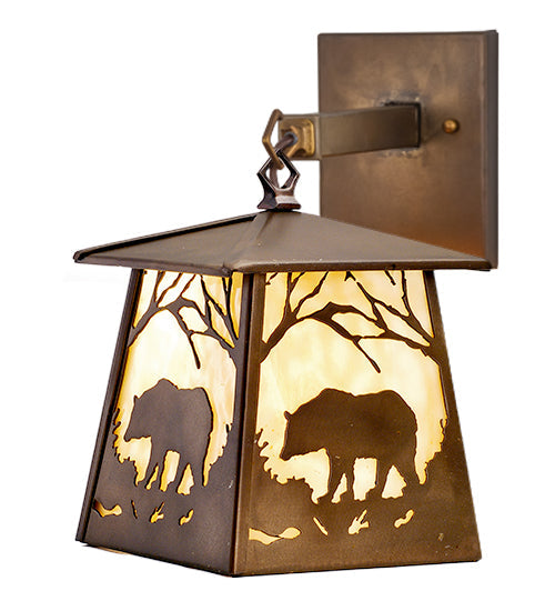 Meyda 7.5"W Bear at Dawn Hanging Wall Sconce 82639