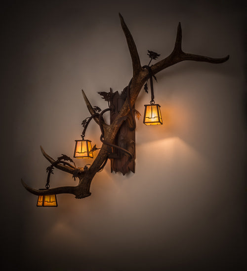 Meyda 46" Wide Antlers Elk 3 Light Wall Sconce- 82834