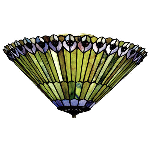 Meyda 17"W Tiffany Jeweled Peacock Wall Sconce 82882