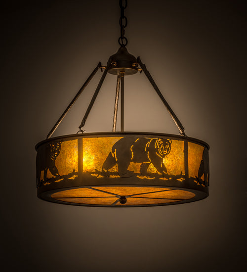 Meyda 22" Wide Lone Bear Inverted Pendant 98440