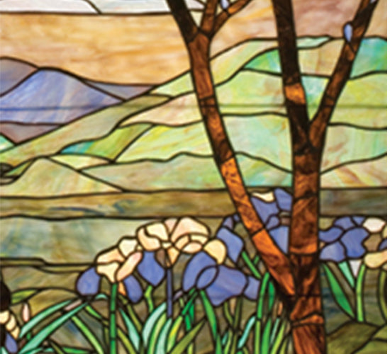 Meyda 22"W X 30"H Tiffany Magnolia & Iris Stained Glass Window '98589