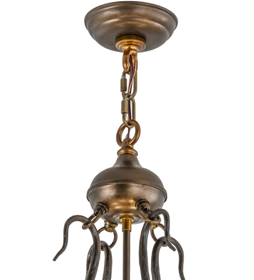 Meyda 40" Wide Antique Copper 6 LT Inverted Pendant Hardware 98896