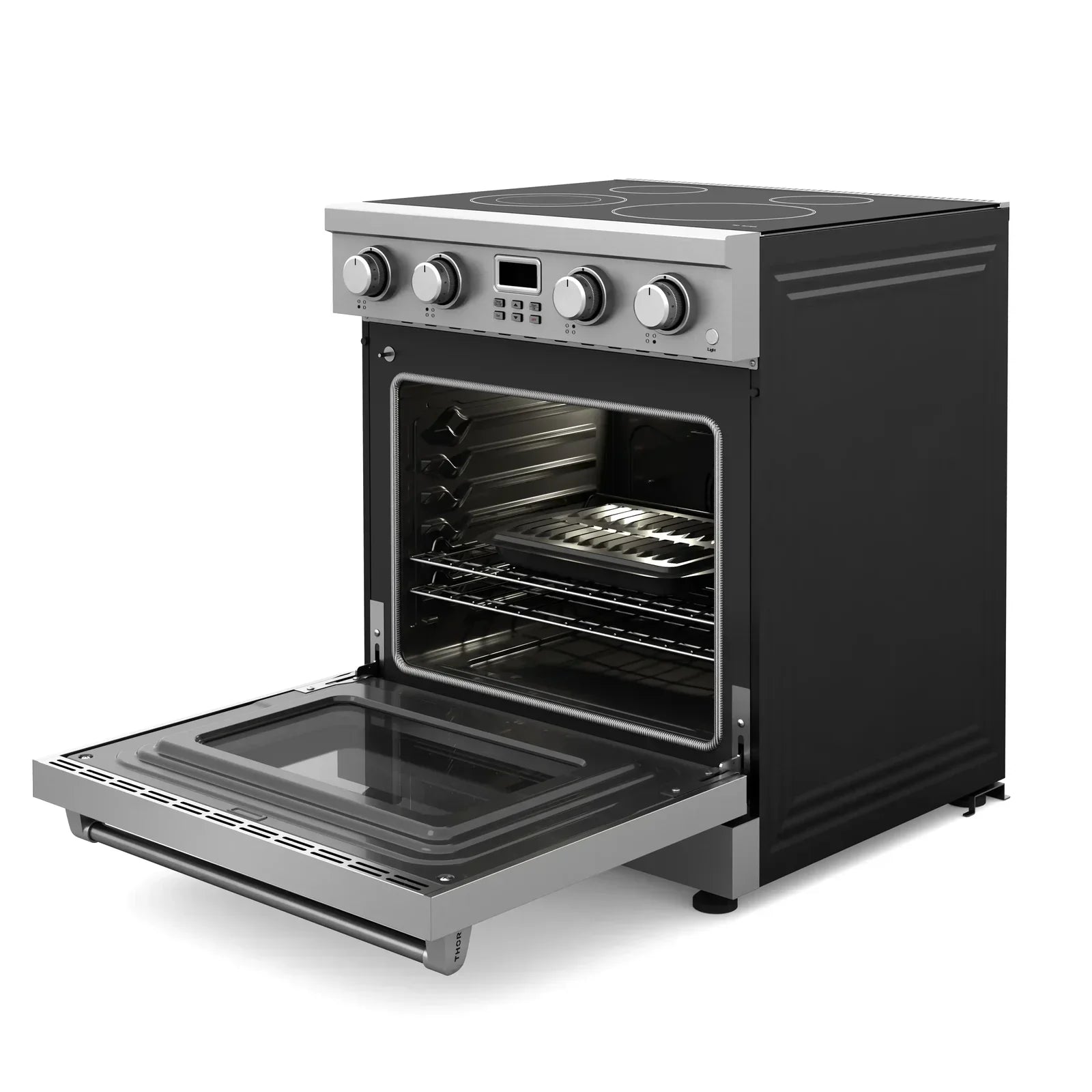 Thor Kitchen 5-Piece Appliance Package - 30-Inch Electric Range, Refrigerator, Dishwasher, Microwave, and Wine Cooler in Stainless Steel