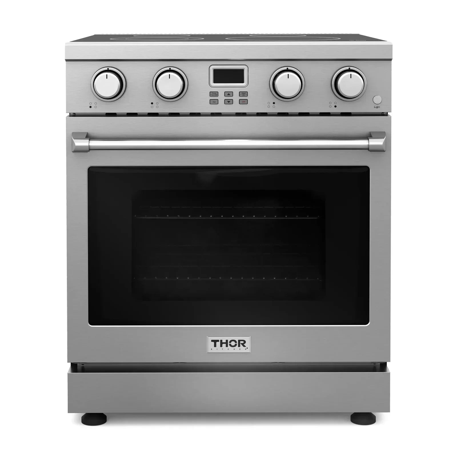 Thor Kitchen 5-Piece Appliance Package - 30-Inch Electric Range, Refrigerator with Water Dispenser, Dishwasher, Microwave, and Wine Cooler in Stainless Steel