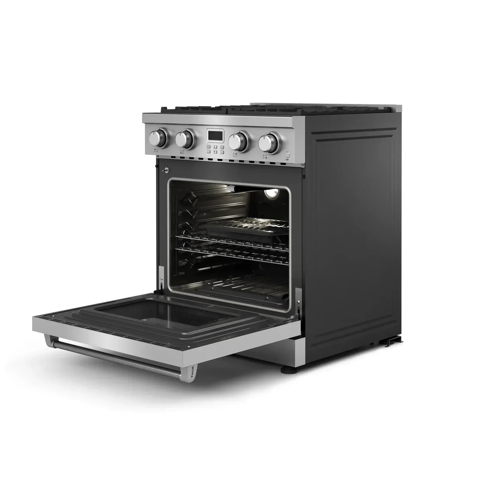 Thor Kitchen 4-Piece Appliance Package - 30-Inch Gas Range, Refrigerator, Dishwasher, and Microwave in Stainless Steel