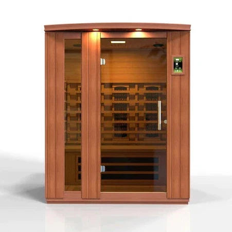 Golden Designs Dynamic Lugano 3-Person Full Spectrum Near Zero EMF Under 2MG FAR Infrared Sauna Canadian Hemlock DYN-6336-02 FS