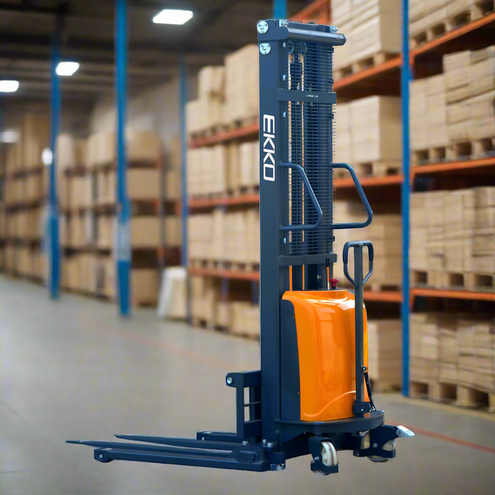 EKKO Semi-Electric Straddle Stacker 3300lbs. Cap., 138" Height EA15D