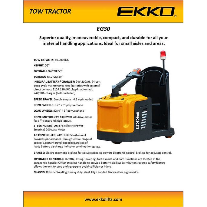 EKKO Tow Tractor 10,000lbs. Tow Capacity EG30