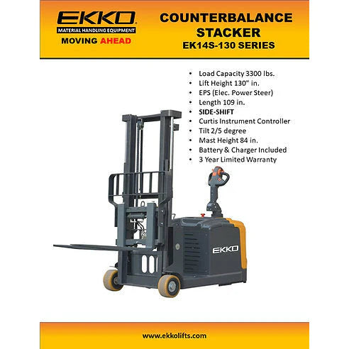 EKKO Counterbalanced Walkie Stacker SIDE-SHIFTING EK14S-130