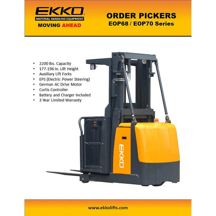 EKKO Order Picker 2200lb. Cap., 196" Lift EOP70