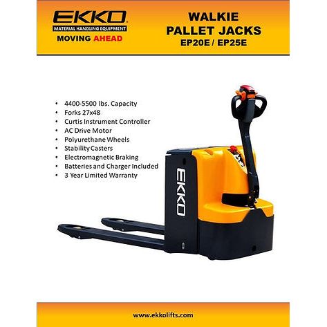 EKKO Walkie Pallet Jack 4400lbs. Capacity EP20E