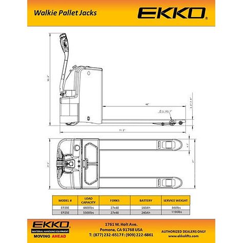 EKKO Walkie Pallet Jack 4400lbs. Capacity EP20E